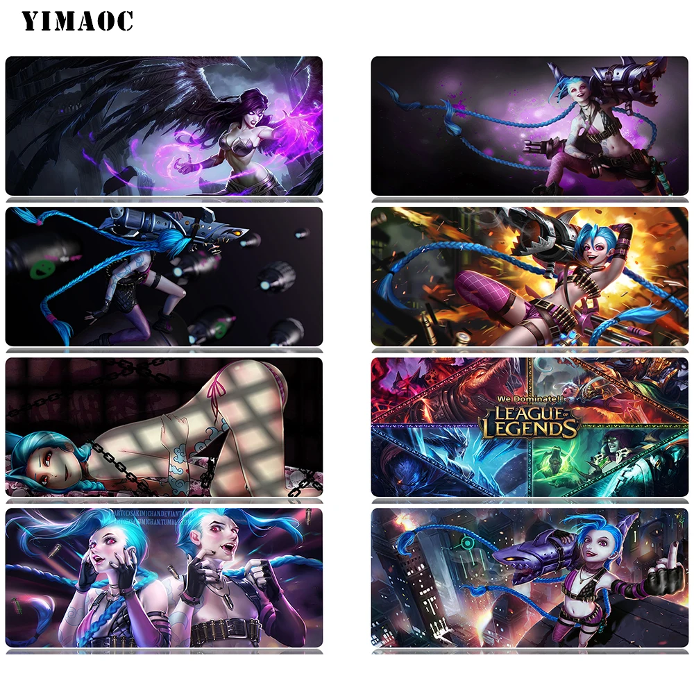 

YIMAOC Jinx League of Legends Mouse Pad 30x80 cm Computer Mousepad Anti-slip Natural Rubber Gaming Mouse Mat