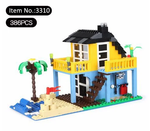 

Wange blocks Architecture Creator Seaside Holiday House Building Blocks Brick Toy educational toys for kids3310