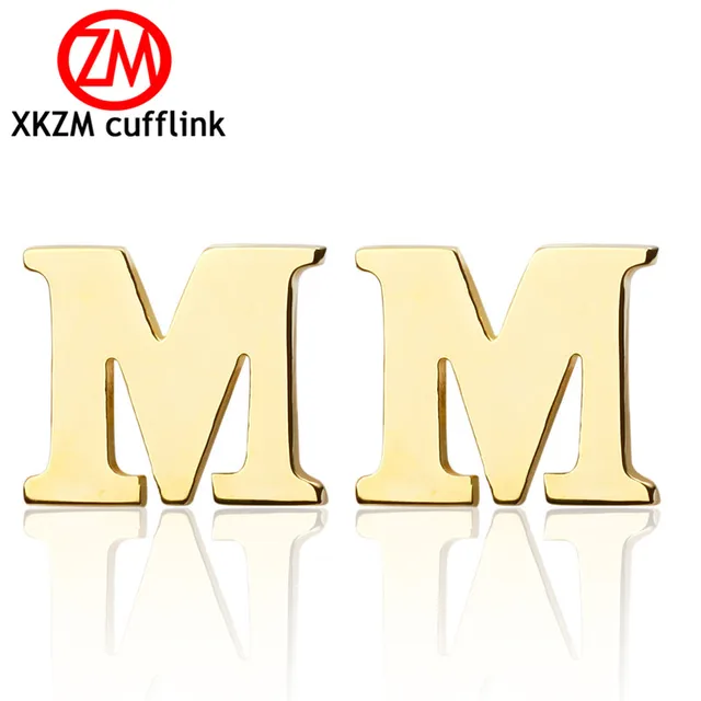 wholesale mens cuff links golden letter m cuff link custom cufflinks golden letter m