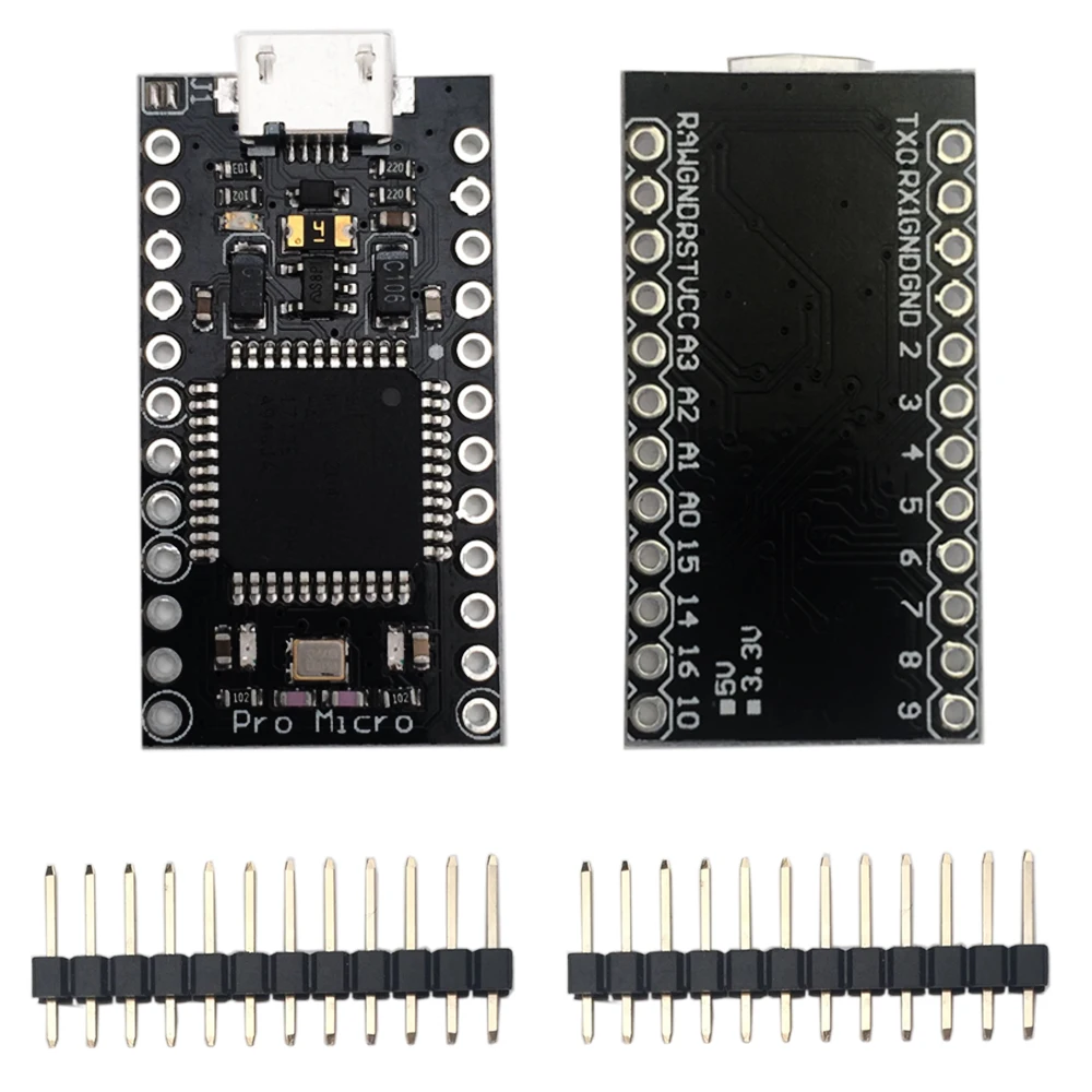 KOOKYE 3 шт. черный Pro микро Плата ATmega32U4 5 В/16 МГц модуль Плата с 2 Ряд контактный разъем для Arduino Leonardo Заменить ATmega328