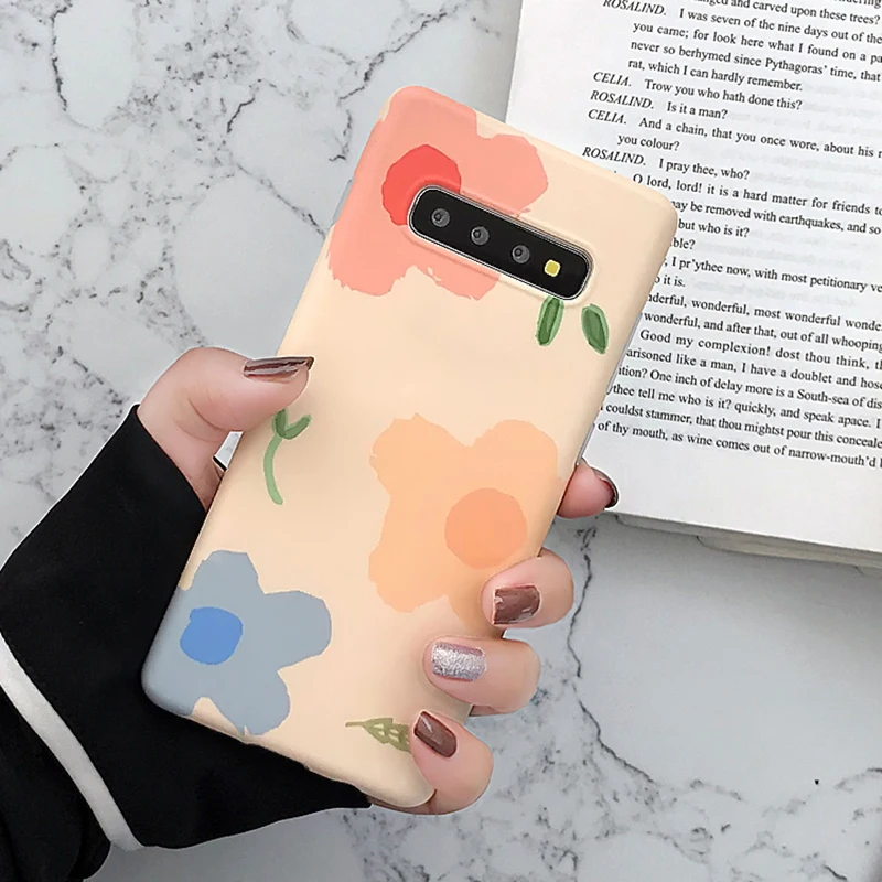 YHBBCASES для samsung Galaxy S10 5G S8 S9 Plus, мягкие чехлы с цветными цветами для samsung Note 10, 8, 9, мультяшный цветочный чехол для телефона