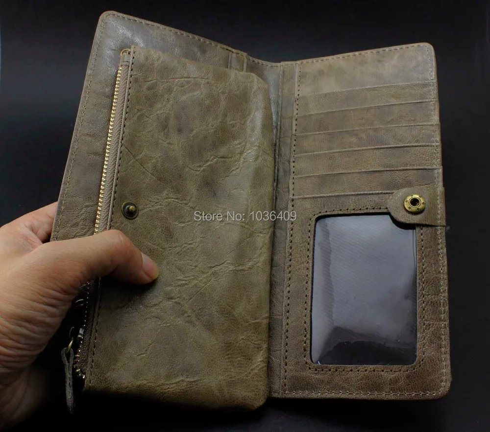 Мужской Длинный кошелек из натуральной кожи на молнии, многофункциональный кошелек WW21