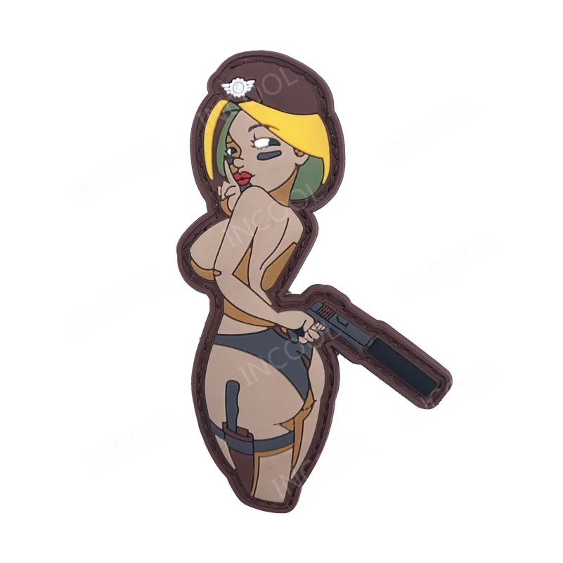 

3D PVC Girl Patch Sexy Tactical Military Morale Decorative Patches Fly Bomb Combat Rubber Badges Hook Back Drop Shipping