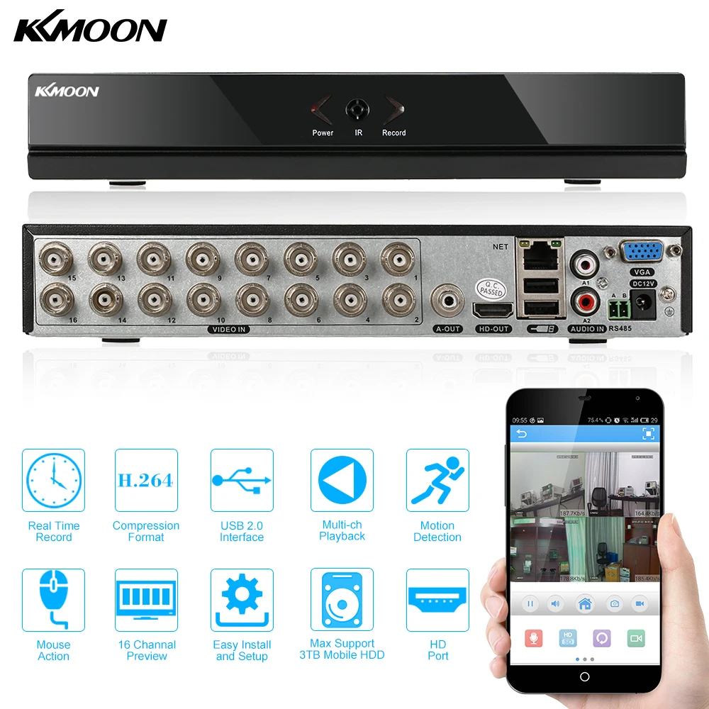 16 Channels HD H.264 Hybrid Security DVR//NVR TVI//960//IP//Cloud//Audio//Mobile