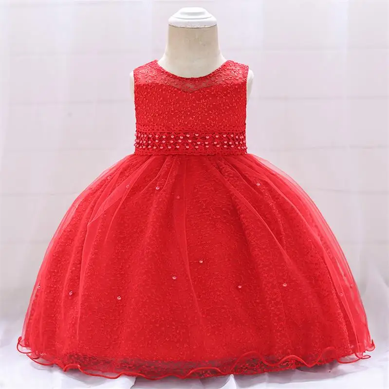 Зимняя одежда платье для маленьких девочек г. Платье принцессы на крестины для девочек, детские Вечерние платья на свадьбу для девочек от 6 до 12 месяцев - Цвет: Red