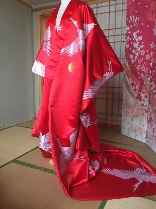 Japanese Custom Made Kimono Outer Garment Tail Costume Beautiful Woman Dress Japanese Performance Kimono