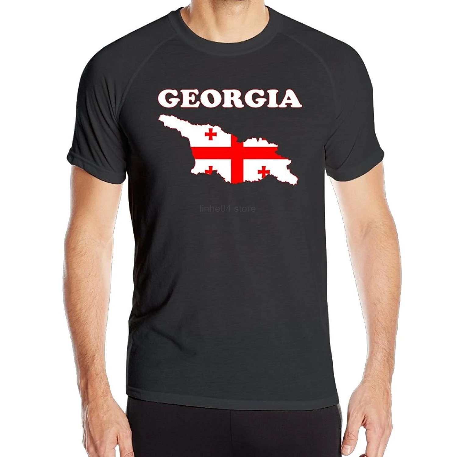 

Mens HyperDri Short Sleeve T-Shirts Georgia Flag Map Fitness