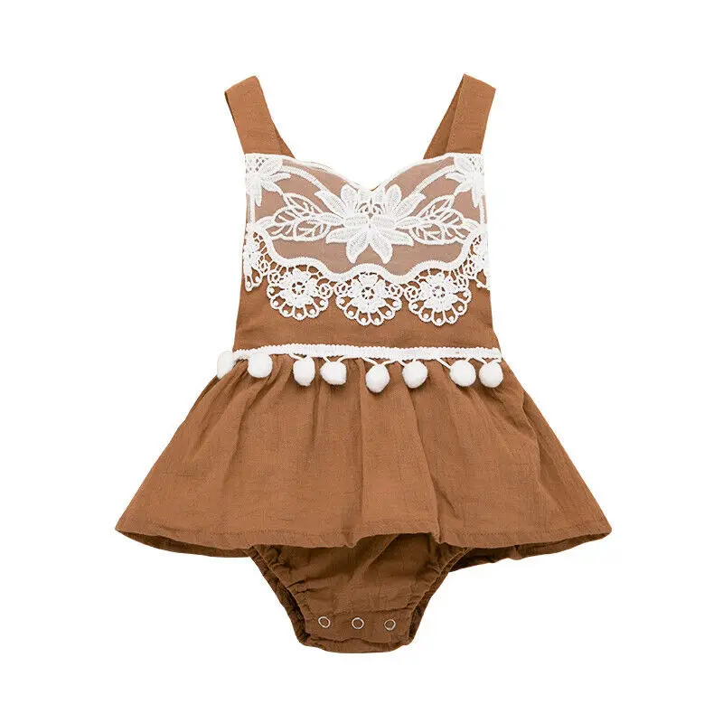 

Vintage Newbonr Baby Girls Rompers Toddler Infant Baby Girls Clothes Lace Flower Jumpsuit Playsuit Sleeveless Baby Costumes