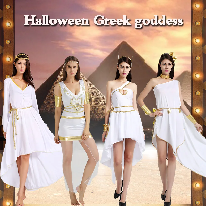 

Free shipping ,halloween party cosplay adult women white Greek goodess Greece princess warrior dress costume headband