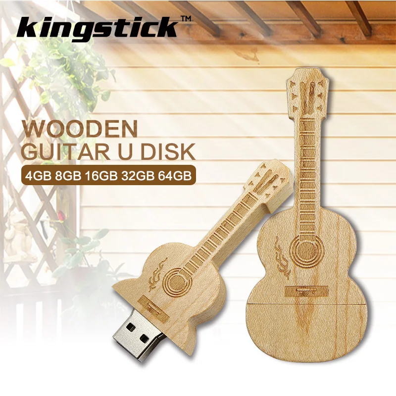 Kingstick деревянный USB флеш-накопитель 128 Гб 64 ГБ 32 ГБ 16 ГБ 8 ГБ 4 ГБ USB 2,0 Флешка гитара ручка-накопитель память usb-флэш Stick