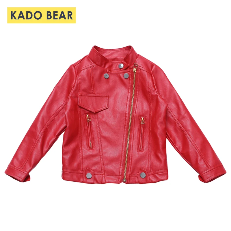 

Baby Girl Leather Jackets Autumn 2018 Fashion Girls Outerwear Warm Coats Kids Black Coat Children Winter Clothes Zipper Clothing