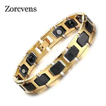 ZORCVENS черный керамический и золотой браслет из нержавеющей стали браслет для мужчин магнит и германий здоровья ювелирные изделия