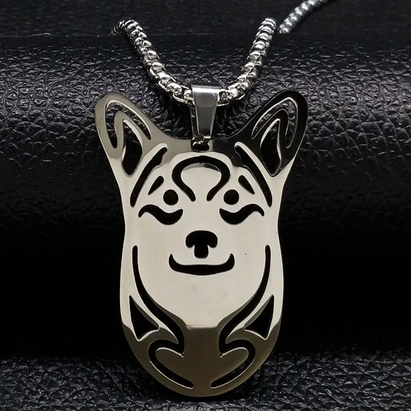 

2019 Fashion Cardigan Welsh Corgi Stainless Steel Necklaces for Women Dog Silver Color Necklaces Pendants Jewelry colares N18067