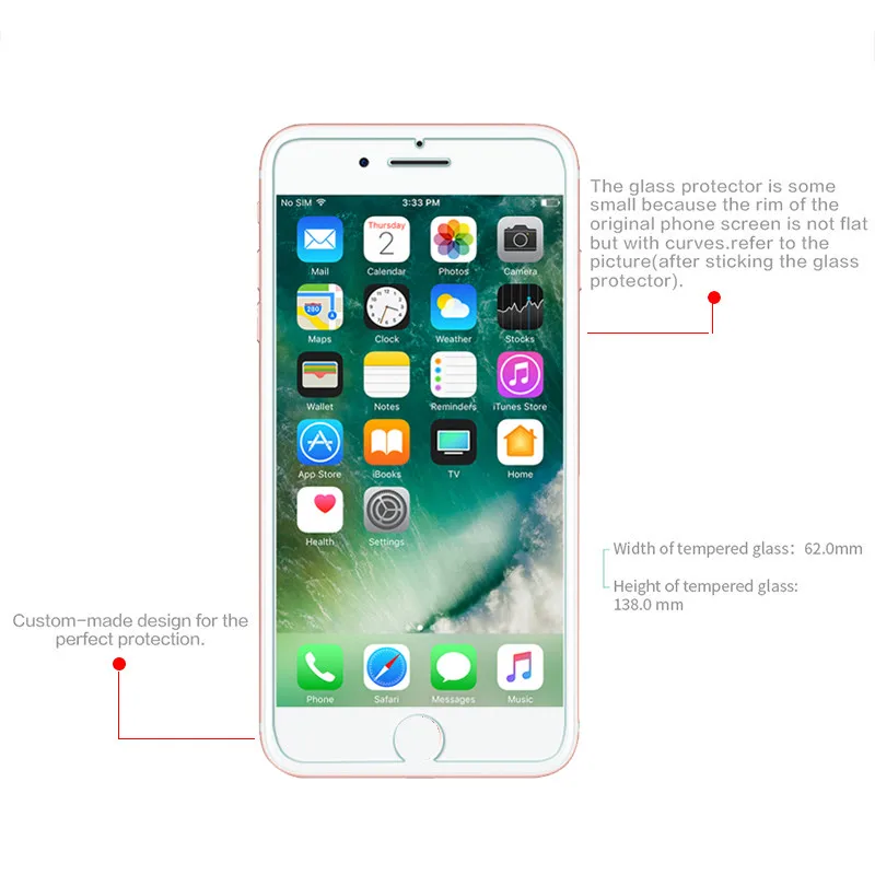 Soultz-Tempered-Glass-Film-for-iPhone-5-5s-7-Plus-9H-Hard-2-5D-Screen-Protector