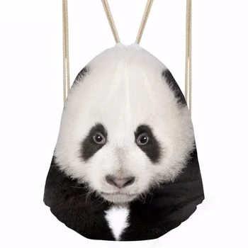 

ThiKin Men's Panda Print Drawstring Bag Women Boys Male Tote String Shoulder Backpacks Small Fabric Nylon Cinch Sack Pack