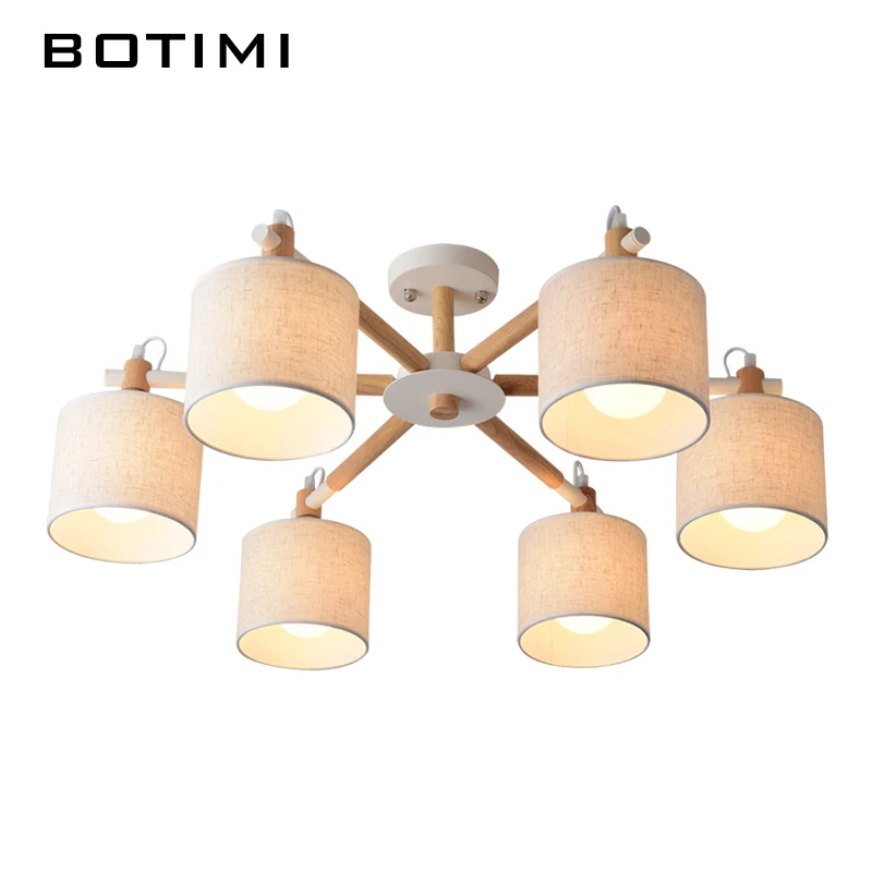 BOTIMI Lustre твердая деревянная люстра для железный абажур для гостиной светодиодный люстра освещение люстры Para Sala De Jantar домашняя лампа