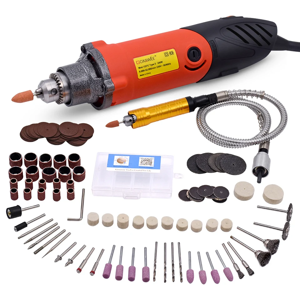 

GOXAWEE 110V/220V Big Power Electric Mini Drill Rotary Tools 140pcs For Dremel Accessories Power Mini Grinder