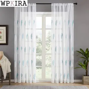 

Embroidered Tulle Curtains for Living Room Bedroom Curtains for Kitchen Window Sheer Modern Voile Curtain Drapes Custom S177&30