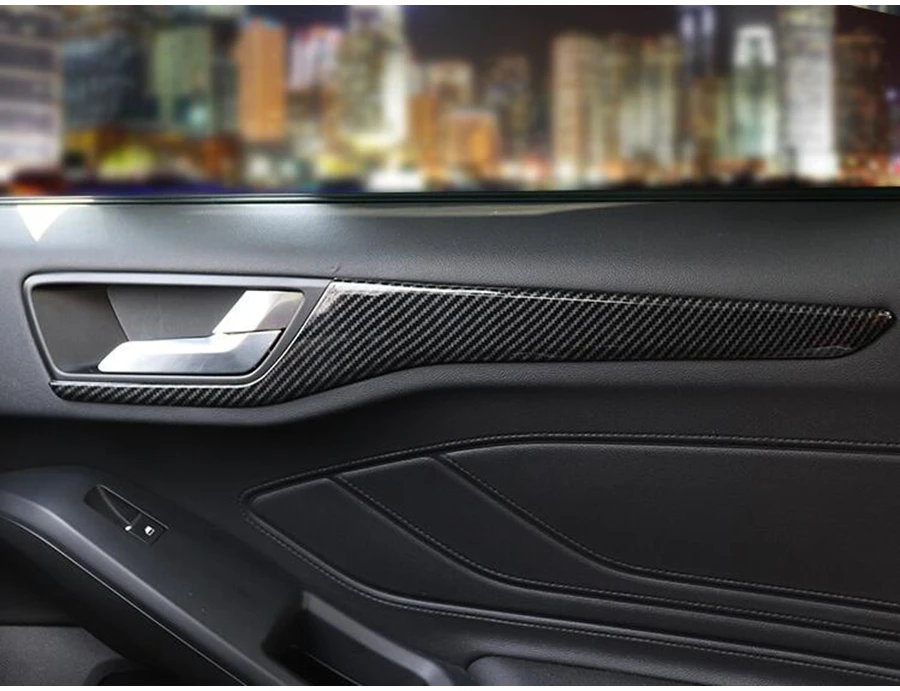 QQKLP Carbon Fiber Interior Mouldings Fit for Ford Focus 2019 ABS Inner Door Armrest Window Lift Button Cover Trim,PART 1