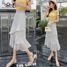 Heydress Новая Летняя мода Boho горошек юбки женские шифон, высокая талия гофрированная юбка богемная миди юбка