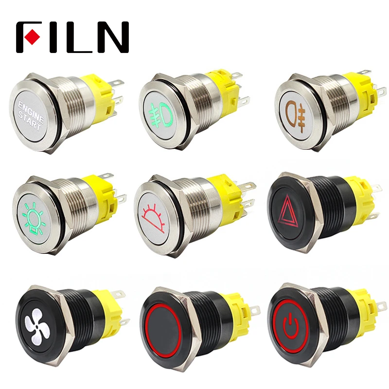Momentary Push Button Switch Horn Light Symbol Stainless Lights Switches 19mm