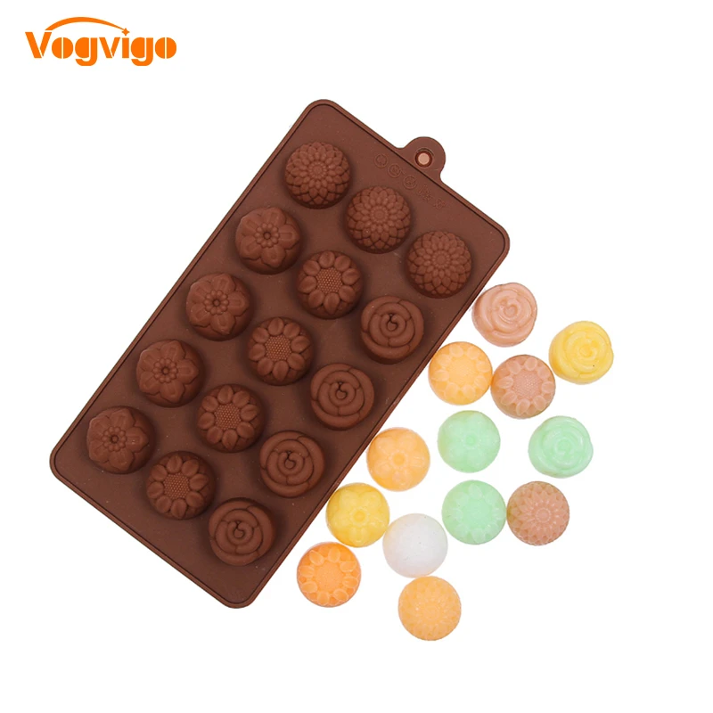 

VOGVIGO 15 Rose/Sunflower/Small Flower Chocolate Mold Supply All kinds of Cake Mold Creative Handmade Soap Mold