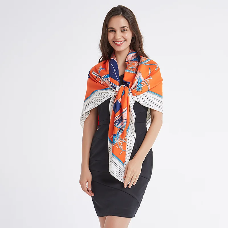 Роскошные новые шарфы для женщин шелковый шарф женский саржевый 130 см Высококачественный Пашмина шаль накидка палантин пончо кольцо шарфы-повязки