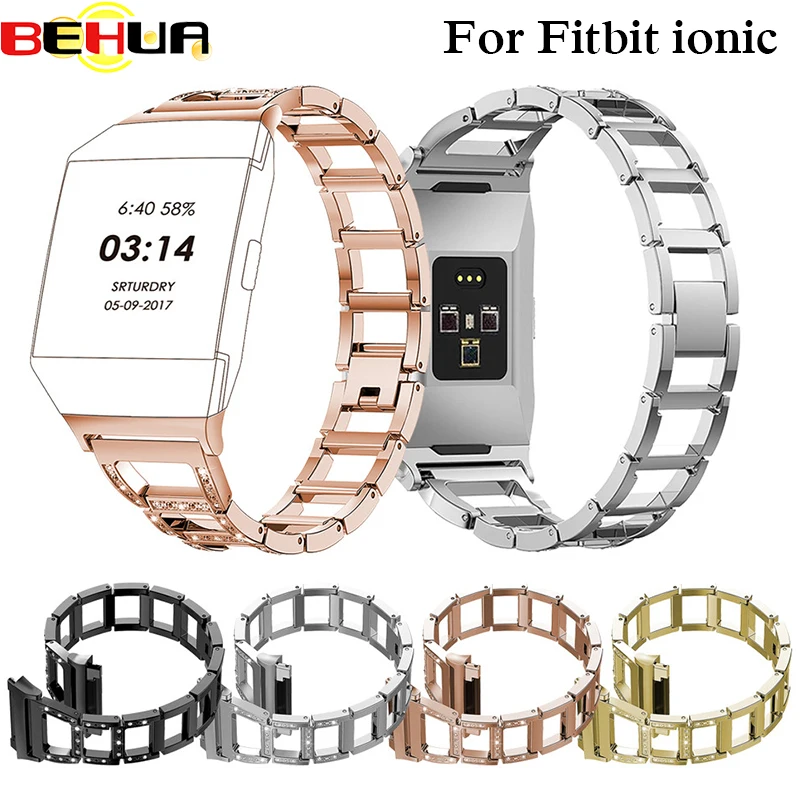 

New Luxury Rhinestone Stainless Steel Watch Band For Fitbit ionic Tracker Band Adjustable Bracelet Watch Strap For Fitbit ionic