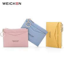 WEICHEN тонкий брелок держатель для карт женская кожаная сумка маленькие кошельки для карт женский Органайзер мини Кредитная карта чехол Сумки для монет на молнии
