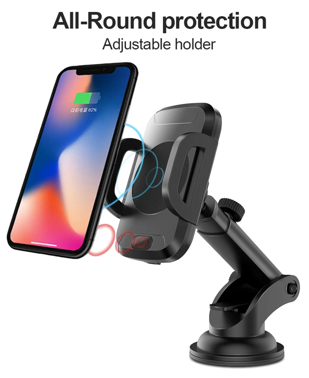 TOMKAS Holder For Phone in Car Qi Wireless Charger For iPhone X 8 Plus Mobile Phone Support Car Phone Holder For Samsung S9 S8