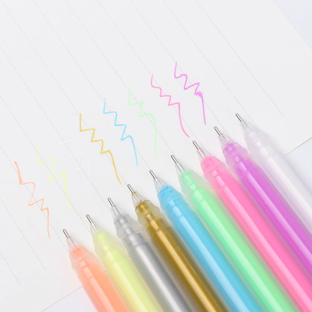 9 шт./компл. цвет, блеск ручки роллербол пастельный неоновый глиттер ручка для рисования цветная ручка маркер альбом «сделай сам» фото Декор