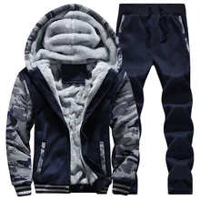 Black Friday Winter Men Sweater Suits Fleece Warm Tracksuit Casual Jogger Suits Pants & Hoodies Set