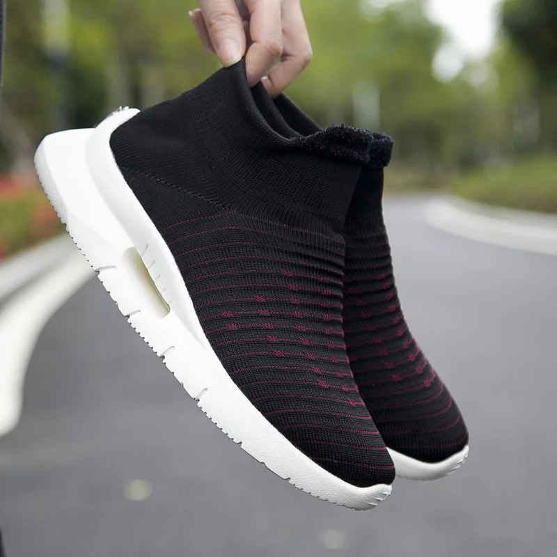 

2019 Spring New Man Walking Shoes Socks Sports Shoes Men Casual Thick Bottom Rocking Shoes Women Flats