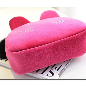 

2 Pieces Cosmetics Bag Fashion Change Pocket Lovely Lady Purse Wallet Flannelet Wine Red