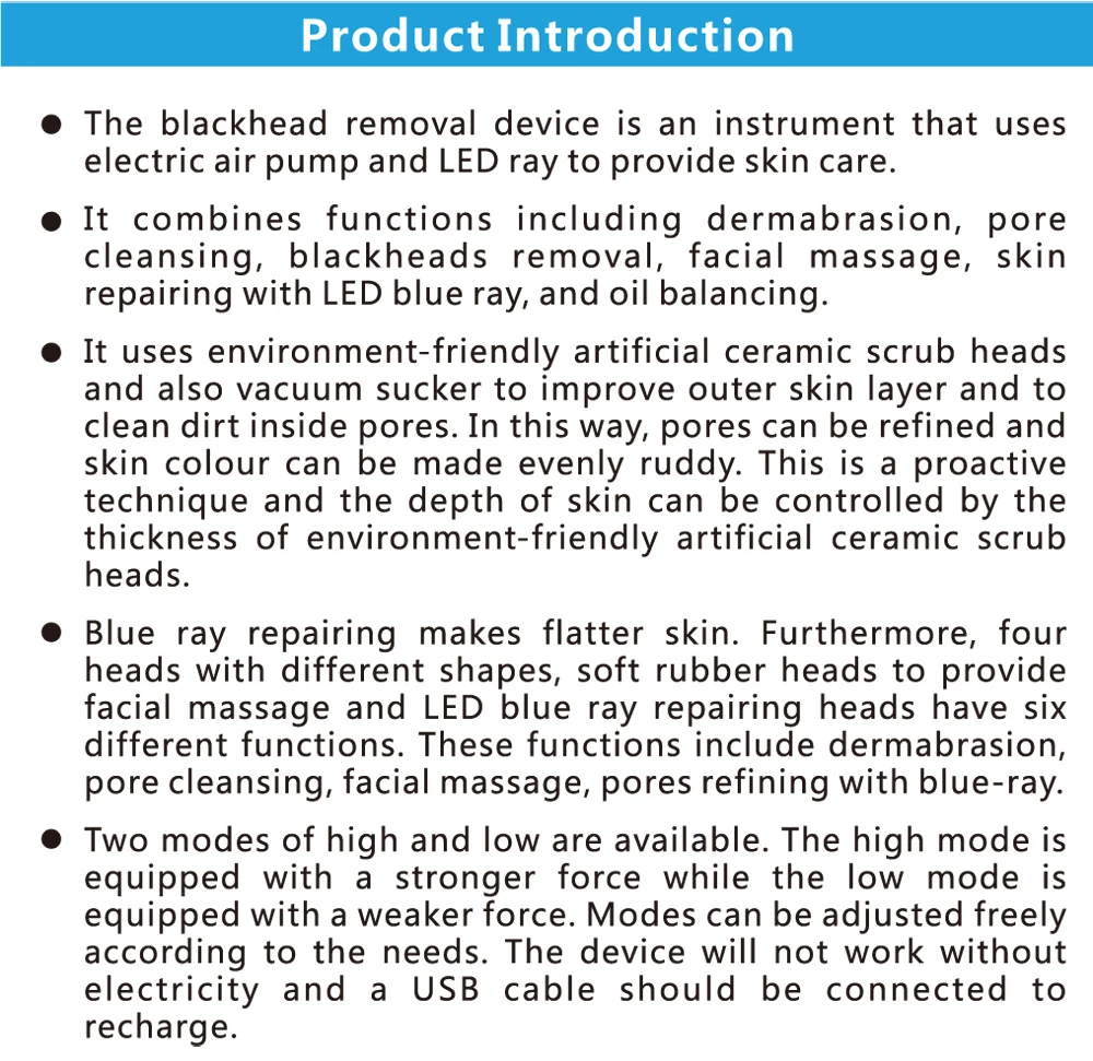 1000 1 instruction of blackhead removal machine