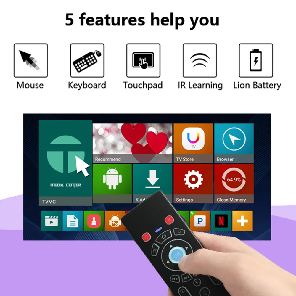 2.4GHz 6-Axis Backlit Air Mouse Wireless Keyboard w/ Touchpad IR Learning Remote Control for Smart TV Android TV BOX Computer 2.4GHz 6-Axis Backlit Air Mouse Wireless Keyboard w/ Touchpad IR Learning Remote Control for Smart TV Android TV BOX Computer