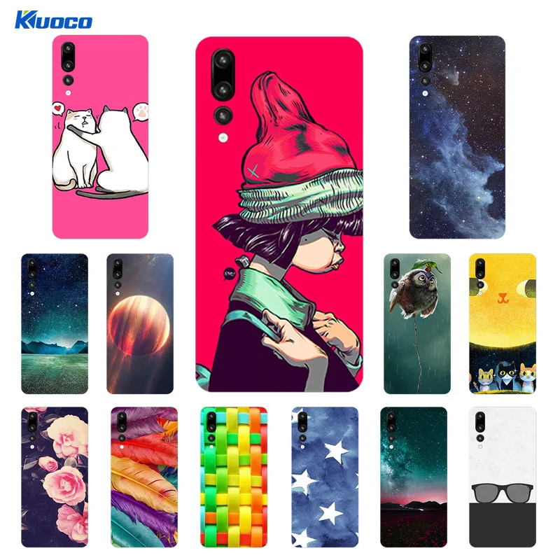 

6.1 inch for Huawei P20 Plus Fitted Girl Cat Case Painted for Huawei P20 Pro Silicone Soft Slim Cover for Huawei P20Pro Shell