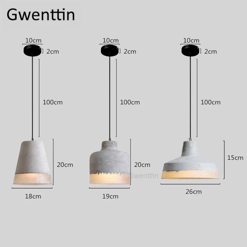 Подвесные светильники в скандинавском стиле из цемента, винтажные подвесные светильники для столовой, кухни, светильники, светодиодные светильники в стиле лофт, промышленный светильник E27