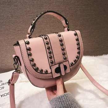 

New fashion rivet saddle bag Korean version of Chaobai oblique bag single-shoulder handbag