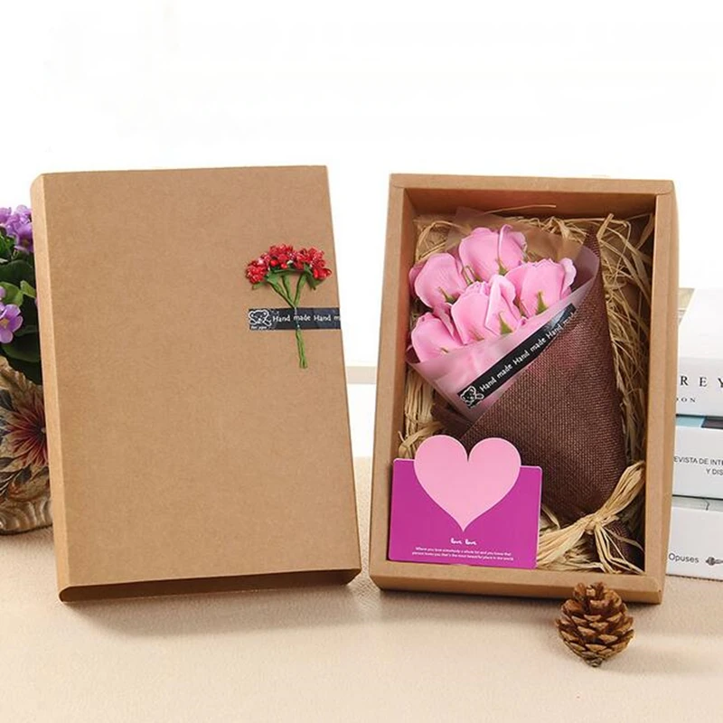 

Handmade 7pcs Bath Soap Rose Flower Bouquet+Greeting Card Holding Flower For Mother's Day/Wedding/Birthday/Valentine's Day Gift