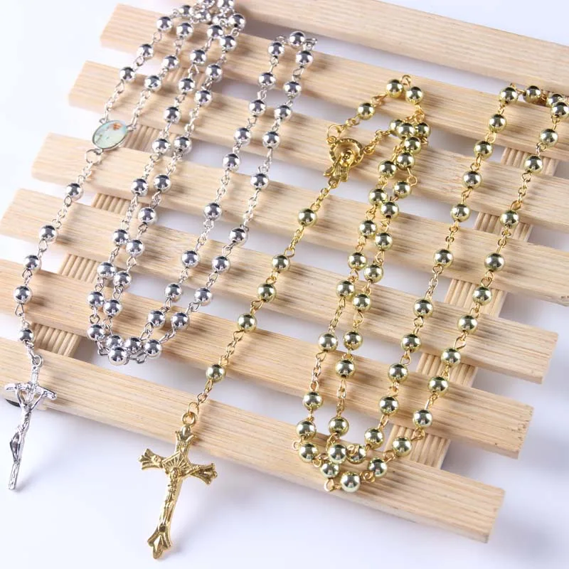 

2019 fashion Plated plastic bead catholic rosary quality bead fashion rosary necklace