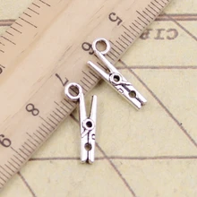 30 pçs encantos clothespin 18x8mm tibetano prata cor pingentes antigo jóias fazendo diy artesanal artesanato