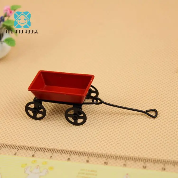 

doll kids children toy red metal tiny cart garden accessories diy miniature house
