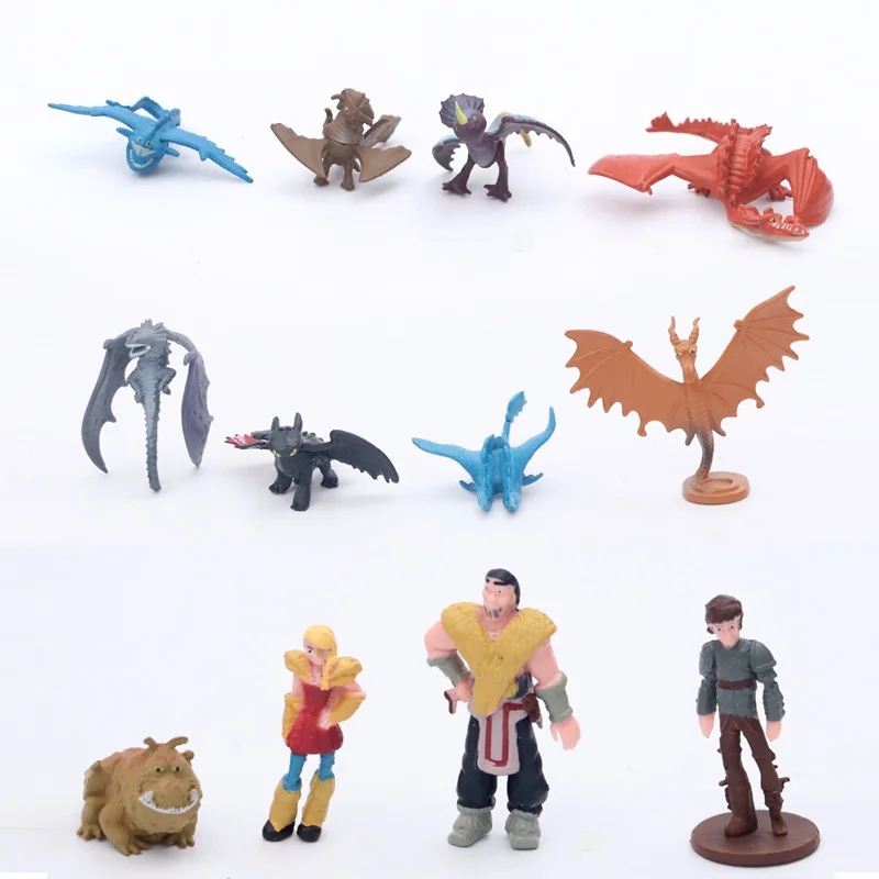 

12Pcs How to Train Your Dragon Toothless Family Action figure Light Fury Toothless Toys For Children's Birthday Gifts
