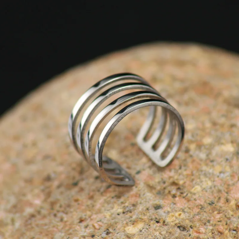 

CUTEECO Promotion Open Adjustable Size Geometry Stainless Steel Ring Women Men Jewelry Wholesale Dropshipping
