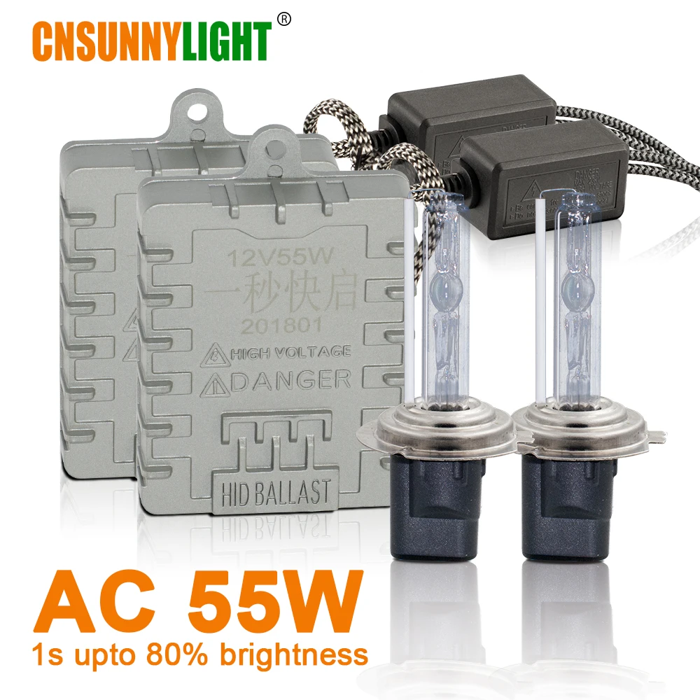 CNSUNNYLIGHT 1 S Быстрый Яркий 55 Вт ксеноновые фары H7 H1 H3 H11 H8 HB3 HB4 9005 9006 881 H27 4300 К 6000 К 8000 К Туман лампа