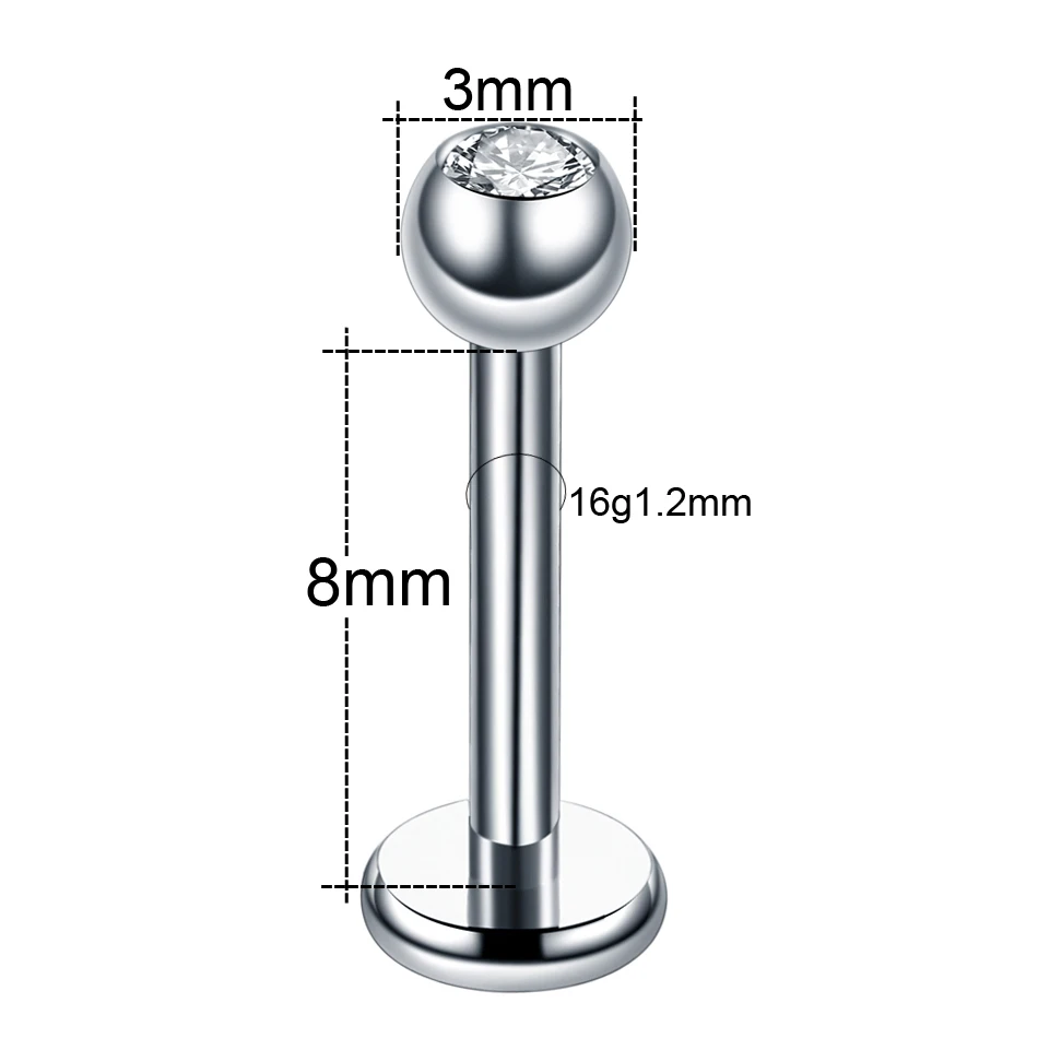 1 шт. G23 титана трагус спираль бар 3-4 мм шар из нержавеющей стали Лабрет губы Бар Кольца ШПИЛЬКА хрящевой пирсинг для уха ювелирные изделия для тела 16 г