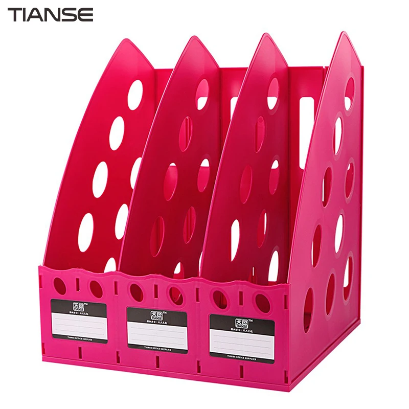 

TIANSE Multifunctional Thick TS-1305 Plastic 3 Section Divider File Rack Home Office Desktop Storage Bookshelf