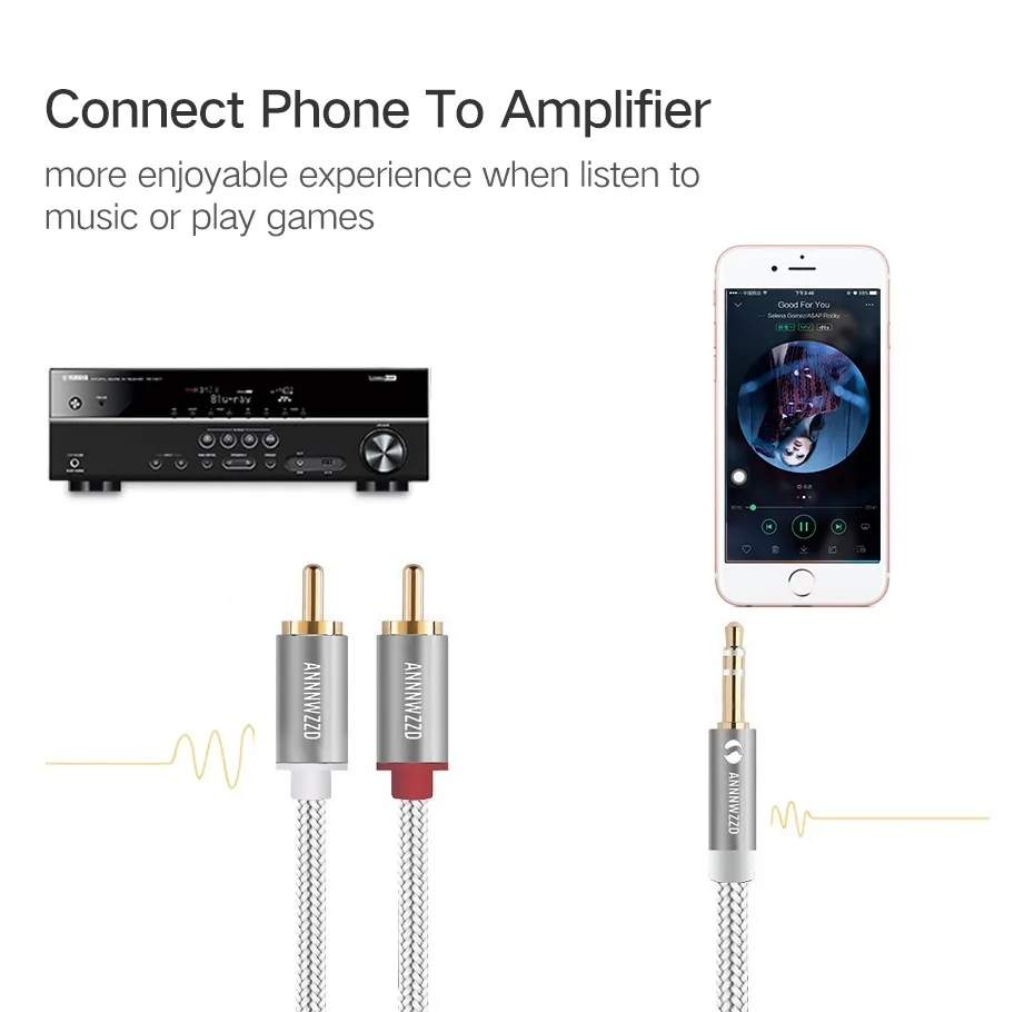Кабель с разъемом RCA 3 5 мм на 2 аудиокабеля м 2RCA кабель для Edifer домашнего