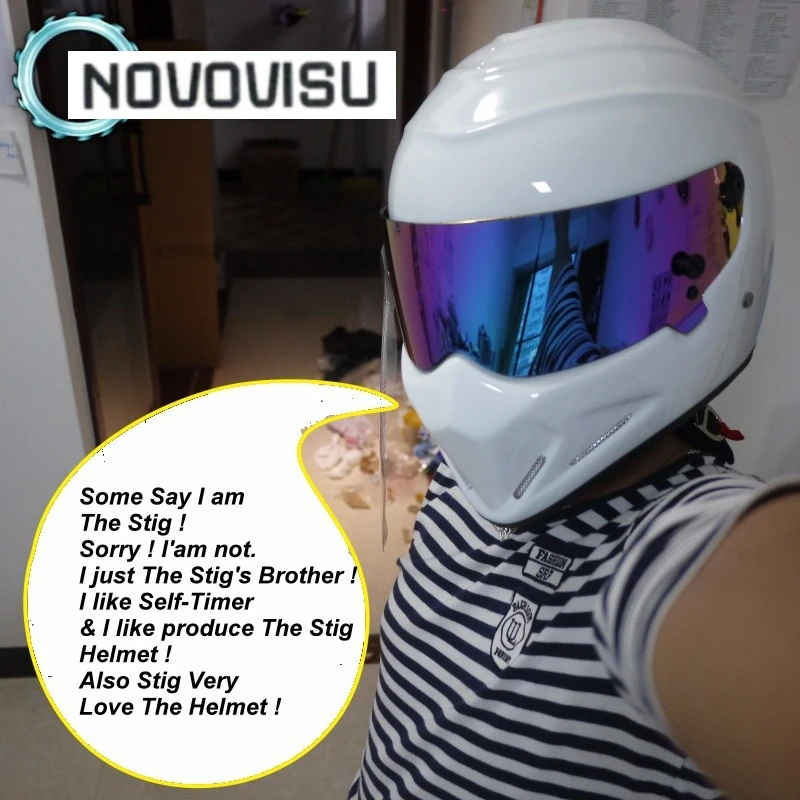 For Topgear The STIG Helmet  TG Fans's Collectable  Like as SIMPSON Pig  White Motorcycle Helmet with Colorful Visor Top Gear